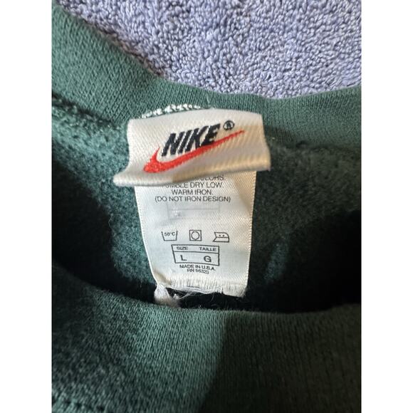 VINTAGE NIKE Forrest Green Fleece Sweatshirt Pullover Made in USA SZ L Y2k 90s - Picture 4 of 8